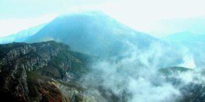 View from the peak of Mount Gede, West Java, Indonesia