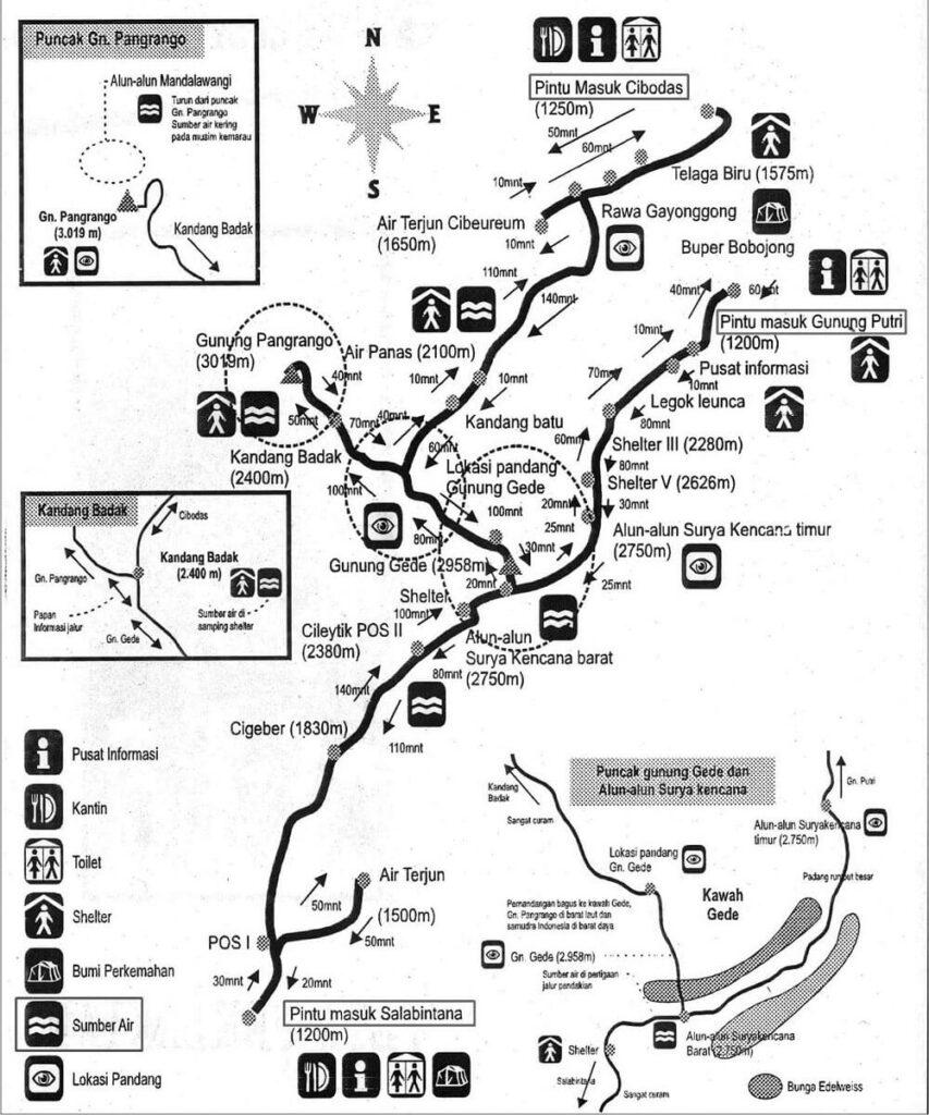 Mount Gede Pangrango Hiking Map
