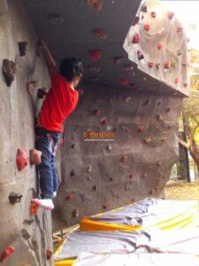 Kids Doing Mini Wall Climbing