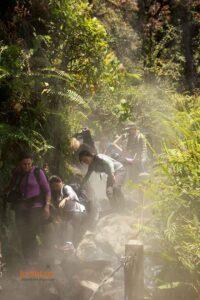 The Challenge of Getting Through Hot Water Stream at Mount Gede