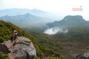 Taking Photo Near Mount Gede Summit